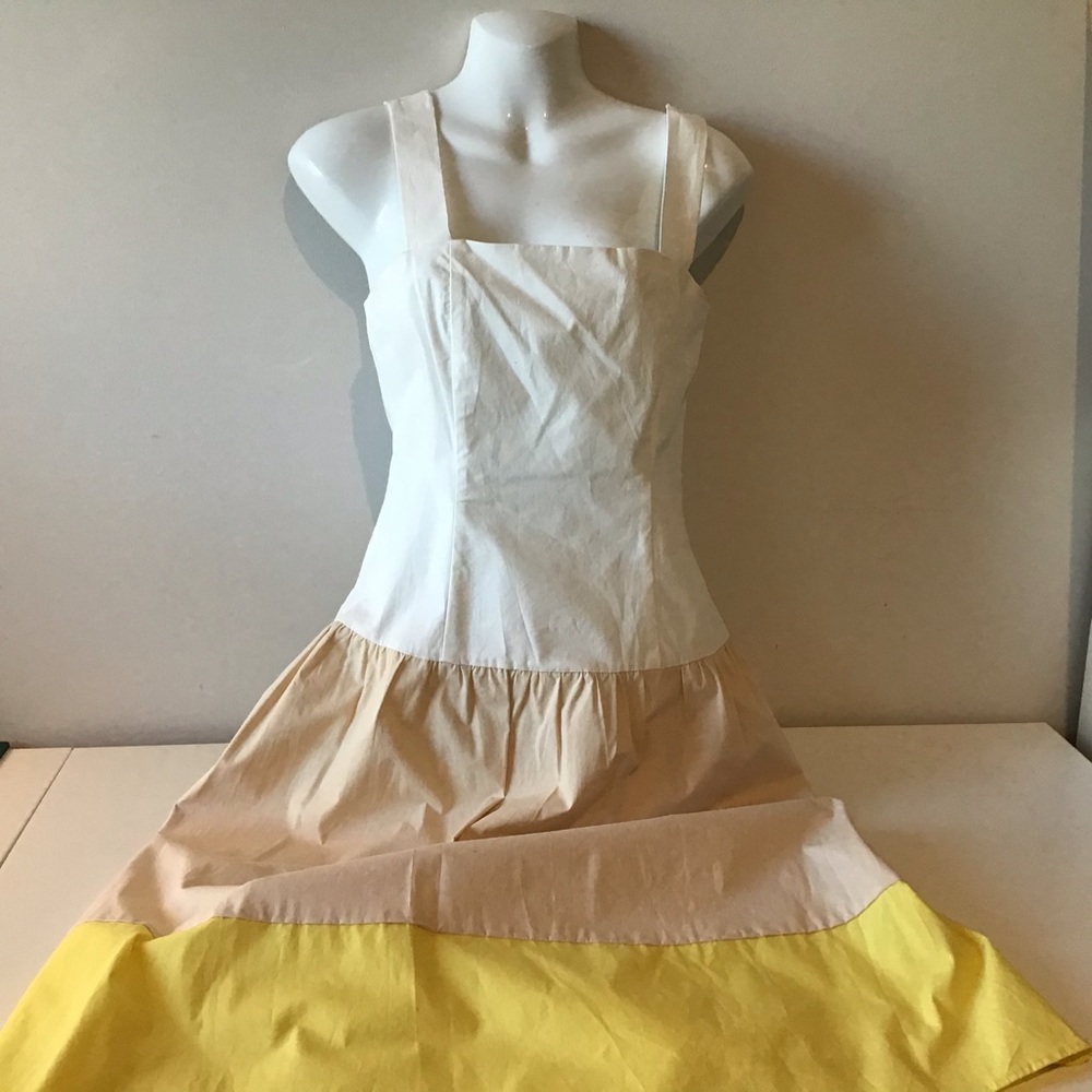 Dress 6 NWT $149 Ivory Khaki Yellow DropWaist by Cremieux